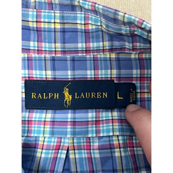 EUC Ralph Lauren Mens Plaid Long Sleeve Button-Down Shirt L - Picture 3 of 6